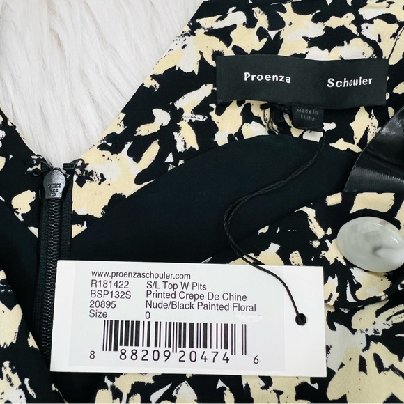 NWT Proenza Schouler Asymmetric Flower-Print Silk Top - Picture 8 of 14